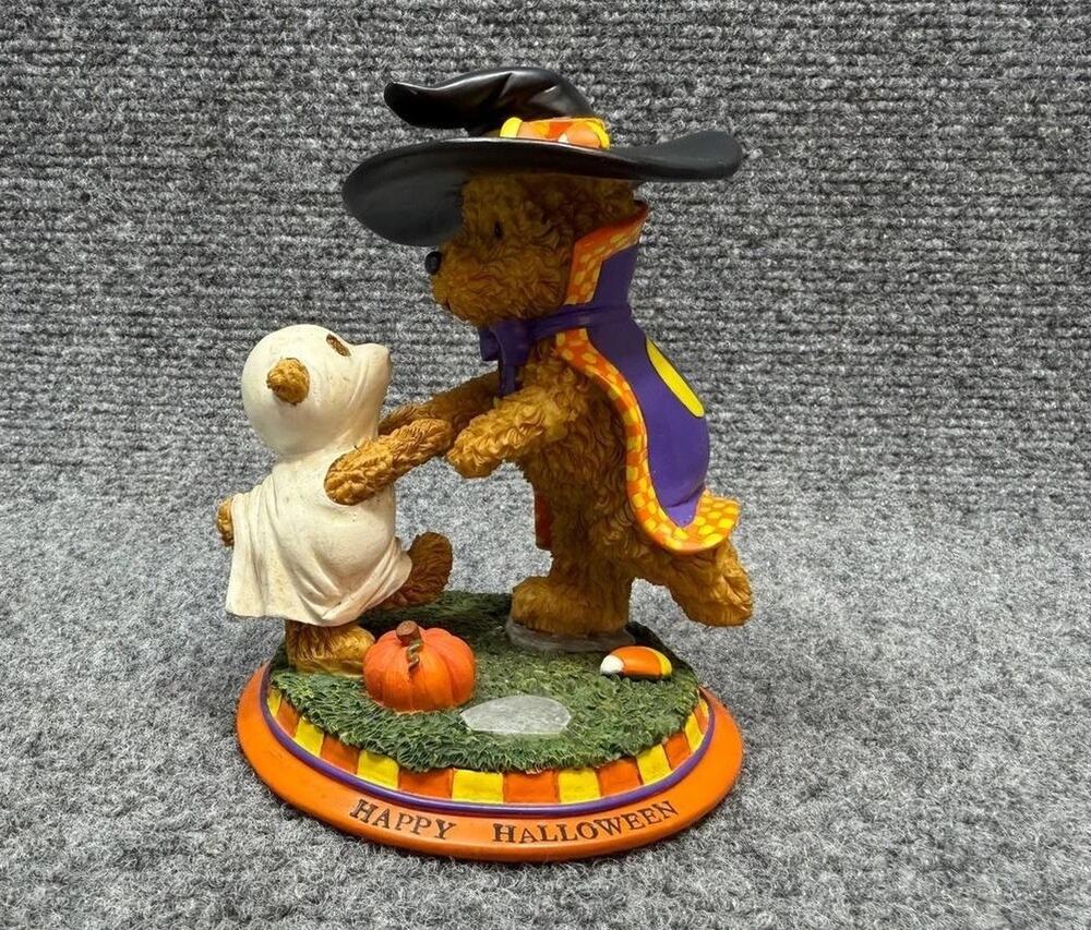 Halloween Bear Figurine Dancing Bears Pumpkin Decor Resin Used